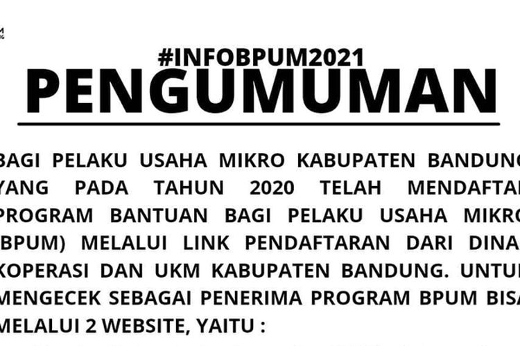 Penerima Dana Hibah Umkm Kota Bandung. Ini Dua Cara Cek Nama Penerima BLT UMKM Rp1,2 Juta