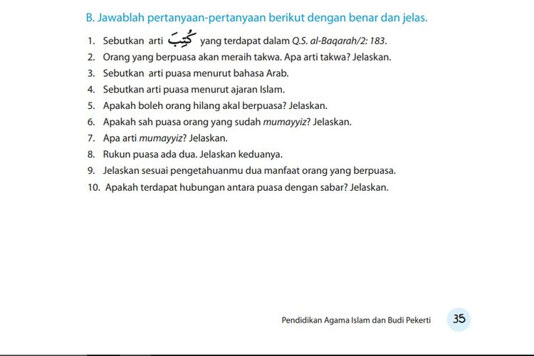 Ok Google Sebutkan Arti Puasa Menurut Bahasa Arab. Kunci Jawaban Pendidikan Agama Islam Kelas 5 SD Ayo Berlatih