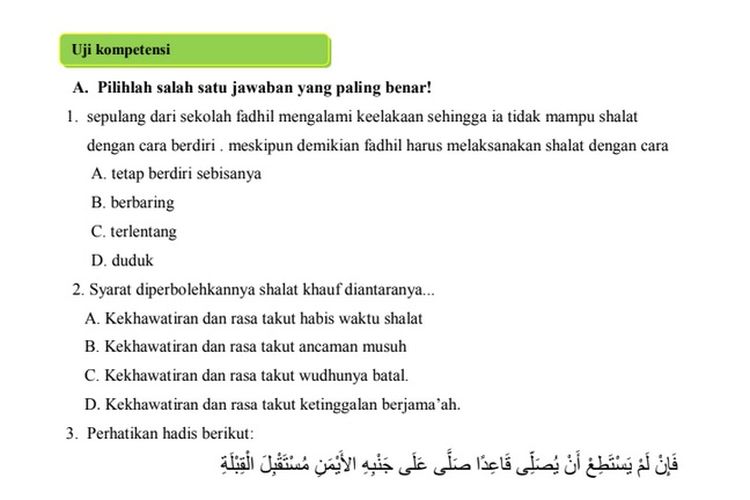 Syarat Diperbolehkannya Shalat Khauf Diantaranya. Pembahasan Soal Fikih Kelas 7 MTs Halaman 214, 215, 216 Sholat