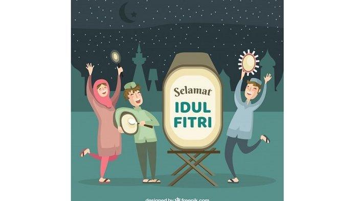 Gambar Sholat Idul Fitri Kartun. 50 Gambar Ucapan Selamat Idul Fitri 2021; Cocok jadi Status