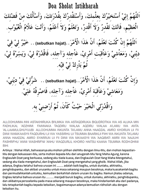 Tata Cara Shalat Istikharah Ldii. Doa Istikharah Ldii