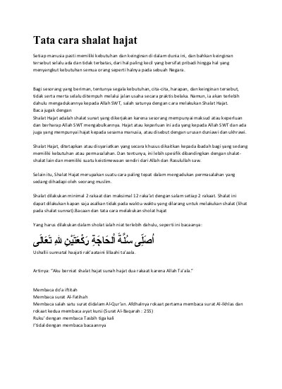 Tuntunan Sholat Hajat Lengkap Pdf. Tata cara shalat hajat pdf