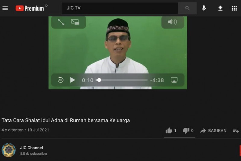 Cara Shalat Idul Adha Di Rumah. JIC gunakan Youtube untuk edukasi tata cara Shalat Idul Adha di