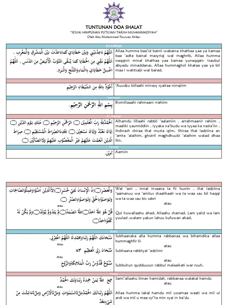 Download Bacaan Sholat Muhammadiyah Pdf. TUNTUNAN DOA SHALAT Sesuai Tarjih Muhammadiyah