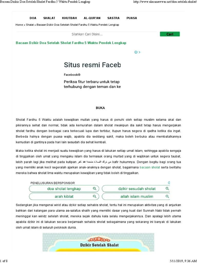 Dzikir Sesudah Sholat Fardhu 5 Waktu. Bacaan Dzikir Doa Setelah Sholat Fardhu 5 Waktu Pendek Lengkap