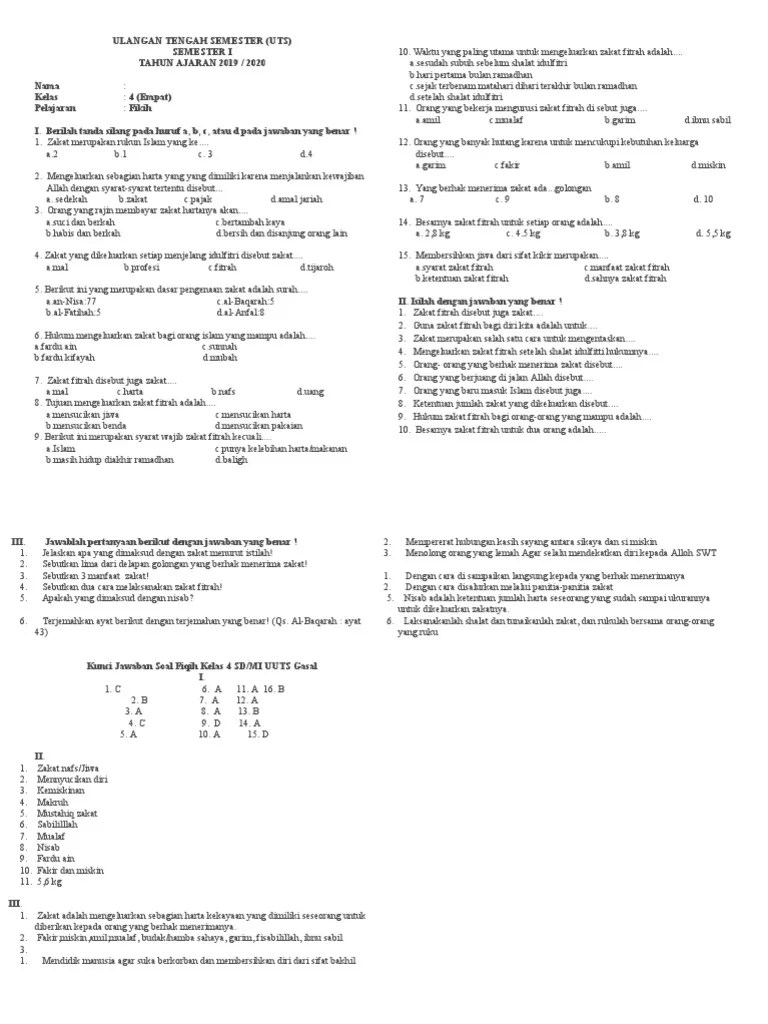 Mengeluarkan Zakat Merupakan Rukun Islam Yang Ke 2 B 3 C 4 D 5. Soal UTS PAI