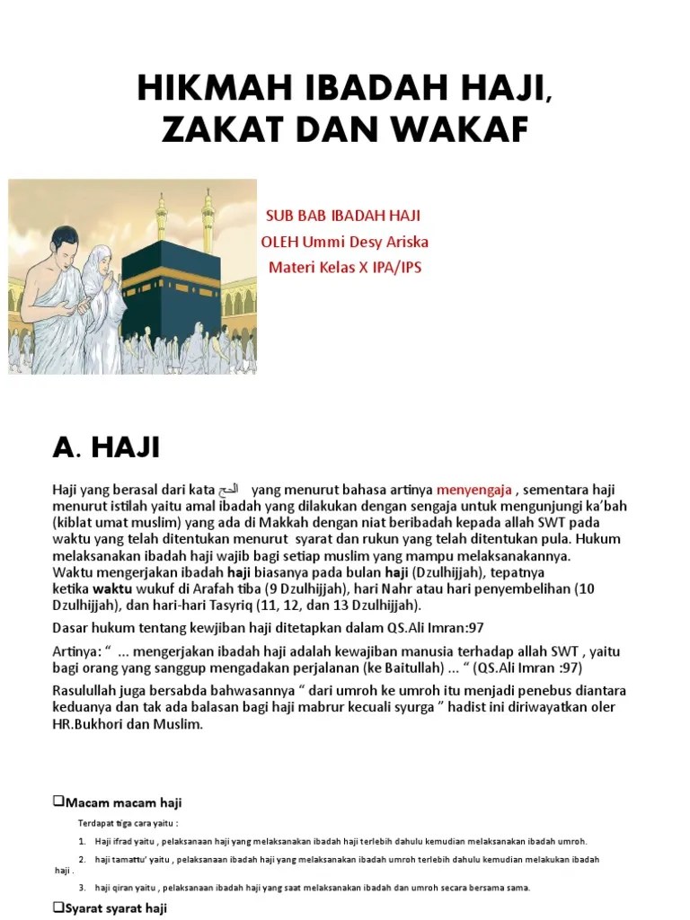 Haji Zakat Dan Wakaf Kelas 10. Hikmah Ibadah Haji, Zakat Dan Wakaf