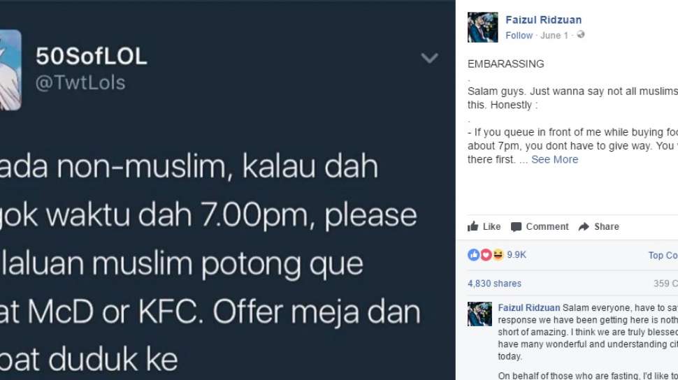 Makanan Buka Puasa Orang Malaysia. Kicauan Nyinyir Minta Non-Muslim Mengalah Antre Makanan Berbuka