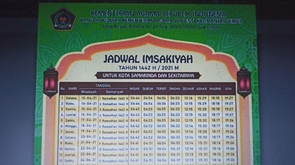 Jadwal Buka Puasa Kaltim Hari Ini 2021. Jadwal Imsakiyah dan Buka Puasa Samarinda, Jumat 16 April 2021