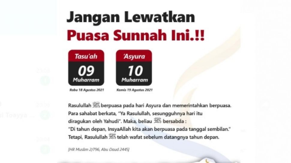 Niat Puasa Tasua Digabung Puasa Ganti. Jangan Lewatkan! Besok Mulai Puasa Tasua Kemudian Asyura, Ini