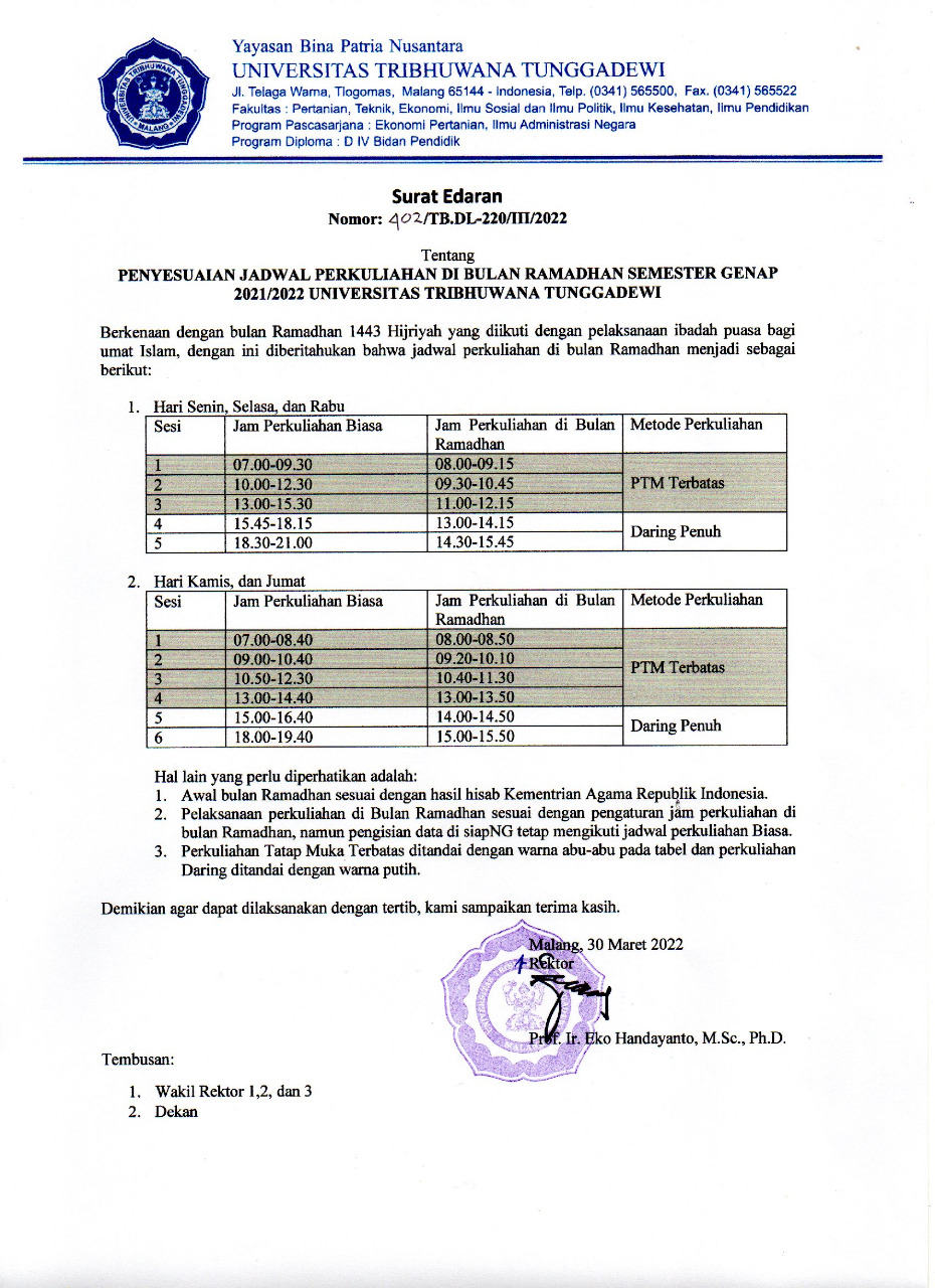 Jadwal Puasa Ramadhan 2021 Wilayah Malang. PENYESUAIAN JADWAL KULIAH DI BULAN RAMADHAN