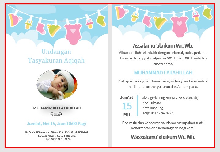 Download Tasyakuran Aqiqah Word Edit. Download Contoh Undangan Aqiqah Word, Doc, Docx, Pdf Kosong